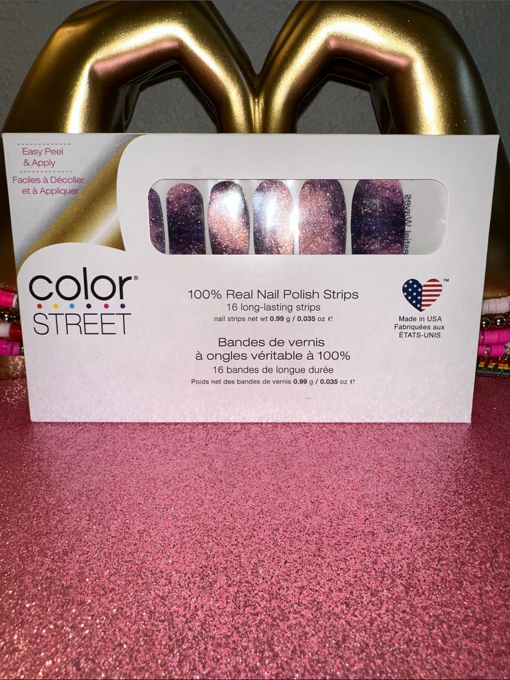 Color Street Purple & Pink Glitter Galaxy Nail Polish Strips